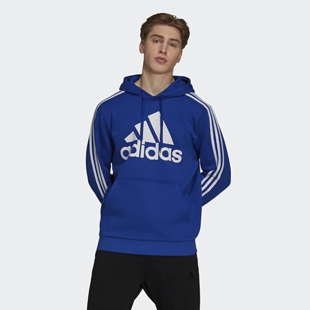 ADIDAS MEN'S FLEECE PULL OVER HOODIE SWEATSHIRT Blue XLT NWT